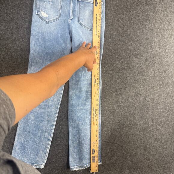 Flying Monkey Jeans Women Blue Distressed High Rise‎ Straight Raw Hem 24 STAIN* - Picture 8 of 11